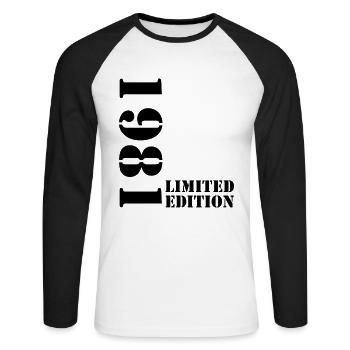 1981 Limited Edition Geburtstag Geschenk Frau Mann - Unisex Baseballshirt langarm - Weiß/Schwarz - Vorne - Nik (191cm)
