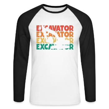 Excavator Retro Text Excavator Seilbagger - Unisex Baseballshirt langarm - Weiß/Schwarz - Vorne - Nik (191cm)