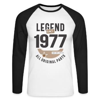 Legend Since 1977 46 birthday - Unisex Long Sleeve Baseball T-Shirt - white/black - Front - Nik (191cm)