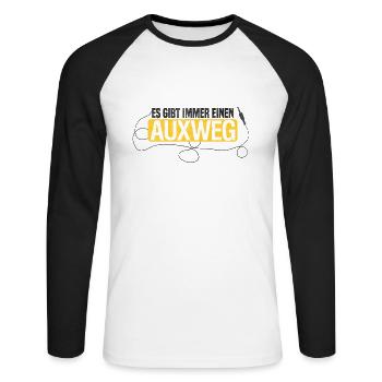Es gibt immer einen AUXweg - Unisex Baseballshirt langarm - Weiß/Schwarz - Vorne - Nik (191cm)