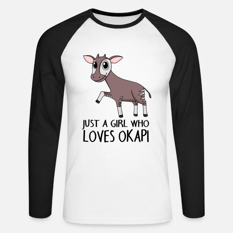 Okapi Mädchen Spruch - Unisex Baseballshirt langarm - Weiß/Schwarz