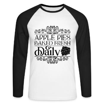 Tartes aux pommes cuites au four fraîches Daily Baker Apple Pie Lover - T-shirt baseball manches longues Homme - blanc/noir - Devant - Nik (191cm)