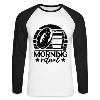 Morning Ritual Breakfast Coffee & Donuts Lover - Unisex Baseballshirt langarm - Weiß/Schwarz - Vorne - Nik (191cm)