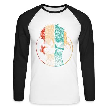 Rétro Pako Huacaya Lama Alpaga Éleveur Alpaga - T-shirt baseball manches longues Homme - blanc/noir - Devant - Nik (191cm)
