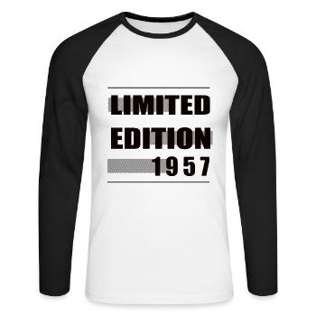 Édition limitée 1957 - T-shirt baseball manches longues Homme - blanc/noir - Devant - Nik (191cm)