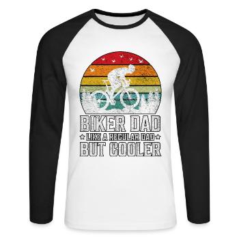 Mountain Biking Dad Like A Regular Dad But Cooler - Unisex Long Sleeve Baseball T-Shirt - white/black - Front - Nik (191cm)