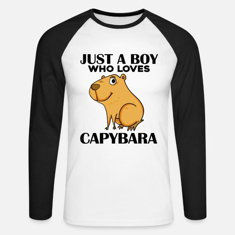Capybara Junge - Unisex Baseballshirt langarm - Weiß/Schwarz