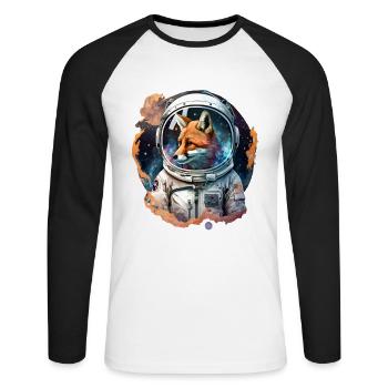 Fox astronaut in space - Unisex Long Sleeve Baseball T-Shirt - white/black - Front - Nik (191cm)