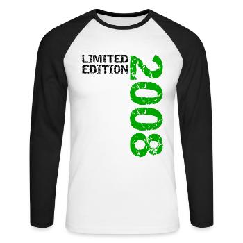 2008 Édition Limitée Anniversaire Cadeau Femme Mari - T-shirt baseball manches longues Homme - blanc/noir - Devant - Nik (191cm)