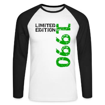 1990's Limited Edition Birthday Gift Wife Husband - Unisex Long Sleeve Baseball T-Shirt - white/black - Front - Nik (191cm)