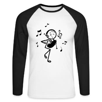 Funny Stick Figure Bagpiper Funny Bagpipe Player - Unisex Baseballshirt langarm - Weiß/Schwarz - Vorne - Nik (191cm)