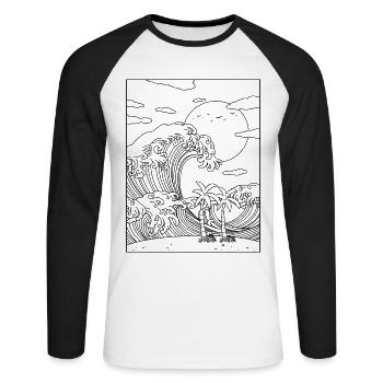 Coconut Girl Aesthetic Summer Beach - Unisex Baseballshirt langarm - Weiß/Schwarz - Vorne - Nik (191cm)