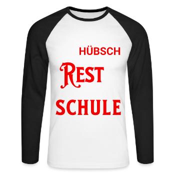 99% der Jungs hübsch, Rest ist auf meiner Schule - Unisex Baseballshirt langarm - Weiß/Schwarz - Vorne - Nik (191cm)
