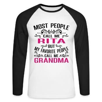 Rita Name Funny Personalized Grandma - Unisex Long Sleeve Baseball T-Shirt - white/black - Front - Nik (191cm)