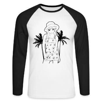 Coconut Girl Esthétique Anime Girl Tenue d’été - T-shirt baseball manches longues Homme - blanc/noir - Devant - Nik (191cm)
