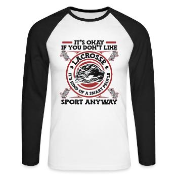 La crosse est une sorte de sport de personnes intelligentes - T-shirt baseball manches longues Homme - blanc/noir - Devant - Nik (191cm)