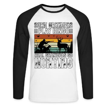 Certains grands-pères jouent au bingo De vrais grands-pères vont à la chasse - T-shirt baseball manches longues Homme - blanc/noir - Devant - Nik (191cm)