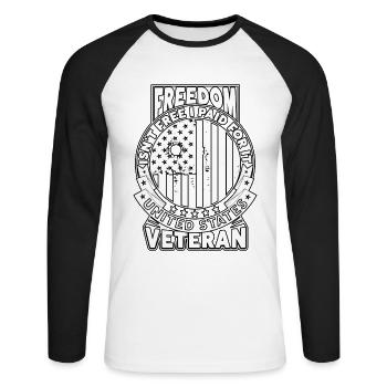 Freedom Isn't Free I Paid For It Military Veteran - Unisex Long Sleeve Baseball T-Shirt - white/black - Front - Nik (191cm)