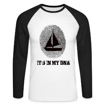 Naviguer c’est dans mon ADN - T-shirt baseball manches longues Homme - blanc/noir - Devant - Nik (191cm)