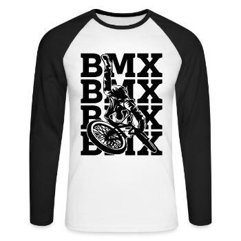 BMX Retro Bike Racing Bicyclette Cycliste BMX Rider - T-shirt baseball manches longues Homme - blanc/noir - Devant - Nik (191cm)