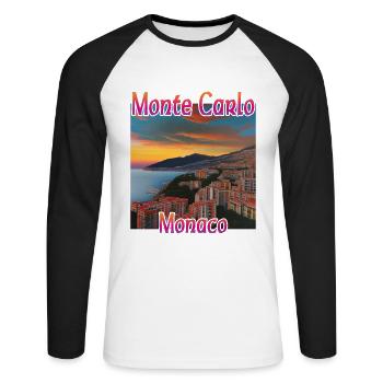 Monte Carlo Coucher de soleil - T-shirt baseball manches longues Homme - blanc/noir - Devant - Nik (191cm)
