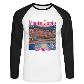 Monte Carlo Coucher de soleil - T-shirt baseball manches longues Homme - blanc/noir - Devant - Nik (191cm)