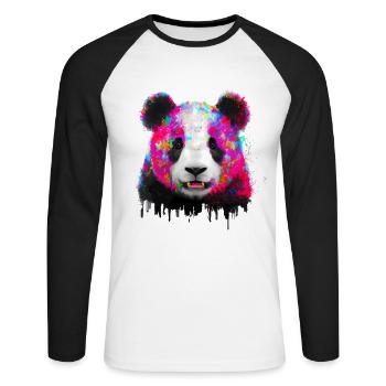 Color explosion Panda Bear - Unisex Long Sleeve Baseball T-Shirt - white/black - Front - Nik (191cm)