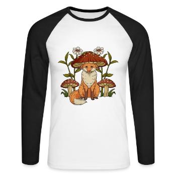 Cottagecore Fox - Unisex Long Sleeve Baseball T-Shirt - white/black - Front - Nik (191cm)