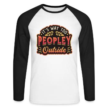 Dehors, c’est beaucoup trop folklorique - T-shirt baseball manches longues Homme - blanc/noir - Devant - Nik (191cm)