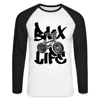 BMX Life Bicycle Cyclist aime le cyclisme BMX Rider - T-shirt baseball manches longues Homme - blanc/noir - Devant - Nik (191cm)