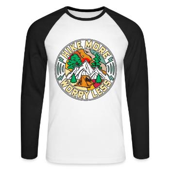 Wandern Mehr Sorgen Weniger Wandern Natur Camping - Unisex Baseballshirt langarm - Weiß/Schwarz - Vorne - Nik (191cm)