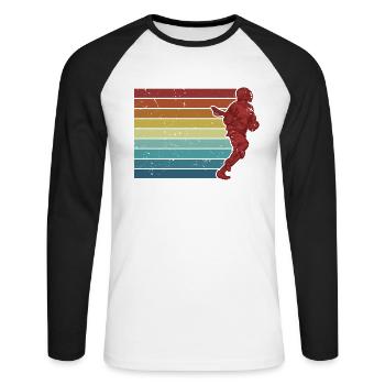 Retro Polocrosse Intercrosse Lax Spieler Trainer - Unisex Baseballshirt langarm - Weiß/Schwarz - Vorne - Nik (191cm)