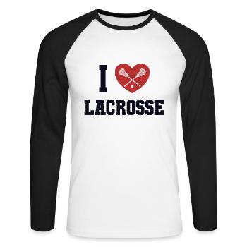 I love Lacrosse Lax Player Polocrosse - Unisex Long Sleeve Baseball T-Shirt - white/black - Front - Nik (191cm)