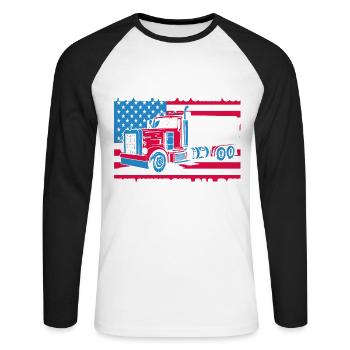My Teacher was wrong LKW Fahrer Geschenk - Unisex Baseballshirt langarm - Weiß/Schwarz - Vorne - Nik (191cm)