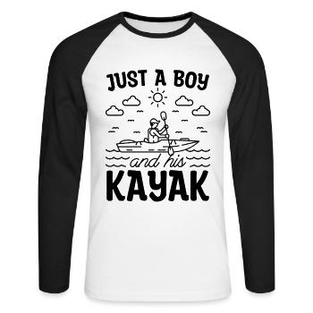 Just A Boy And His Kayaking Canoeing Kayak Lover - Unisex Long Sleeve Baseball T-Shirt - white/black - Front - Nik (191cm)