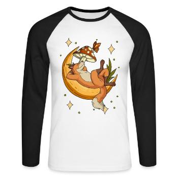 Cottagecore Fox - Unisex Long Sleeve Baseball T-Shirt - white/black - Front - Nik (191cm)