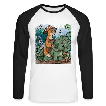 Cottagecore Fox - Unisex Long Sleeve Baseball T-Shirt - white/black - Front - Nik (191cm)