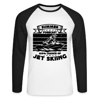Summer Forecast 100% Chance Water Sports Jet Skier - Unisex Long Sleeve Baseball T-Shirt - white/black - Front - Nik (191cm)