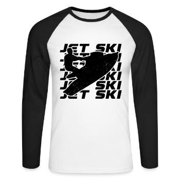Jet Ski Retro Watercraft Water Skiing Jet Skier - Unisex Long Sleeve Baseball T-Shirt - white/black - Front - Nik (191cm)