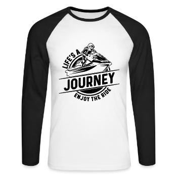 Life's A Journey Enjoy The Ride Skiing Jet Skier - Unisex Long Sleeve Baseball T-Shirt - white/black - Front - Nik (191cm)