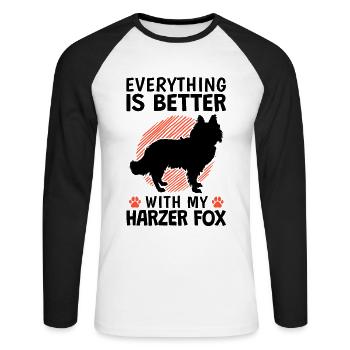 Alles ist besser mit Harzer Fuchs Hütefuchs - Unisex Baseballshirt langarm - Weiß/Schwarz - Vorne - Nik (191cm)
