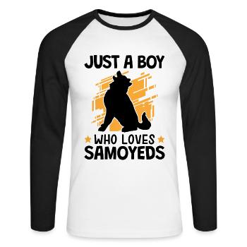 Garçon qui aime Samoyèdes Samoyèdes Nordiques Samoyède - T-shirt baseball manches longues Homme - blanc/noir - Devant - Nik (191cm)