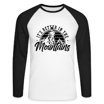 It's Better In The Mountain Sports Mountain Biker - Unisex Baseballshirt langarm - Weiß/Schwarz - Vorne - Nik (191cm)