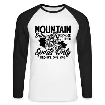 VTT parce que d’autres motards vététistes - T-shirt baseball manches longues Homme - blanc/noir - Devant - Nik (191cm)