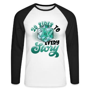20 pages of each story, pen and paper - Unisex Long Sleeve Baseball T-Shirt - white/black - Front - Nik (191cm)