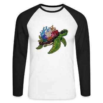 Water turtle Giant tortoise Turtle - Unisex Long Sleeve Baseball T-Shirt - white/black - Front - Nik (191cm)