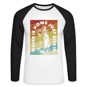 Water Is Home Just Dive In Goggles Scuba - Unisex Long Sleeve Baseball T-Shirt - white/black - Front - Nik (191cm)