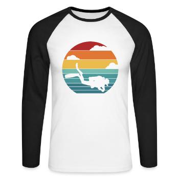 Diving mask Diving fins Goggles Diver - Unisex Long Sleeve Baseball T-Shirt - white/black - Front - Nik (191cm)