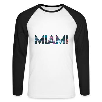 Miami Vice Florida US Amerika Urlaub Geschenk Idee - Unisex Baseballshirt langarm - Weiß/Schwarz - Vorne - Nik (191cm)