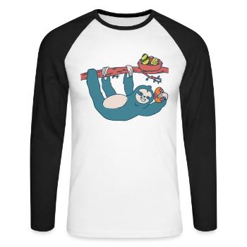 Easter Sloth Forest Wildlife Animal Festival Eggs - Unisex Long Sleeve Baseball T-Shirt - white/black - Front - Nik (191cm)